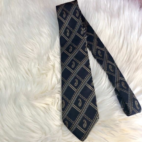 Givenchy Gentlemen Paris Paisley Blue Silk Tie - Picture 1 of 7